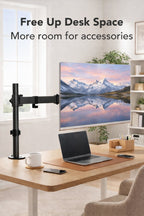 VGSOLID AC12 Adjustable Monitor Stand – 17–32″ Screen Support, VESA 75×75 / 100×100, 0–9 kg Capacity, Tilt ±45°, 360° Rotation – Desk Mount, Black