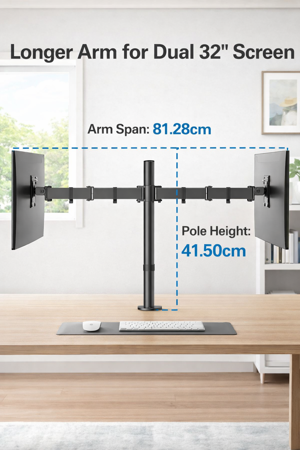 VGSOLID AC24 Dual Monitor Desk Mount – 17″–32″, VESA 75×75/100×100, 0–9 kg, ±45° Tilt, 360° Rotation