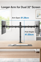 VGSOLID AC24 Dual Monitor Desk Mount – 17″–32″, VESA 75×75/100×100, 0–9 kg, ±45° Tilt, 360° Rotation