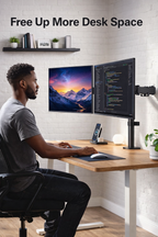 VGSOLID AC24 Dual Monitor Desk Mount – 17″–32″, VESA 75×75/100×100, 0–9 kg, ±45° Tilt, 360° Rotation