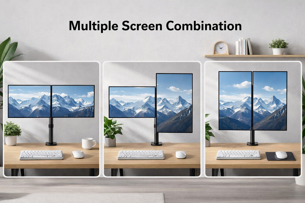 VGSOLID AC24 Dual Monitor Desk Mount – 17″–32″, VESA 75×75/100×100, 0–9 kg, ±45° Tilt, 360° Rotation
