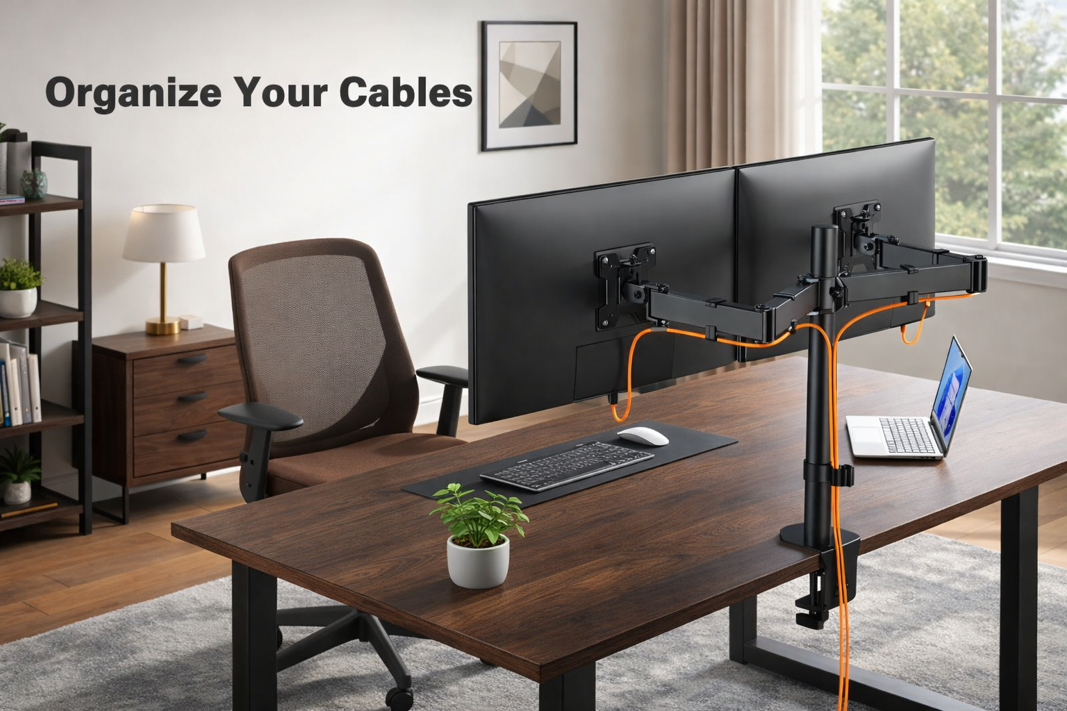 VGSOLID AC24 Dual Monitor Desk Mount – 17″–32″, VESA 75×75/100×100, 0–9 kg, ±45° Tilt, 360° Rotation