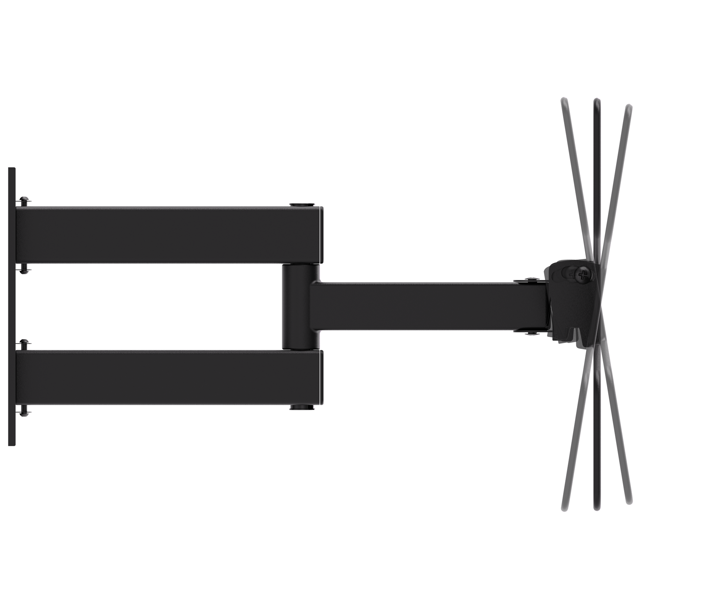 Articulating full-motion TV mount for 23″–43″ | 30 kg, VESA 75×75, 100×100, 200×100, 200×200, 60–390 mm profile