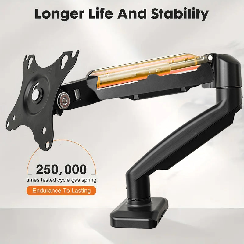 VGSOLID GC45 Premium Gas Spring Monitor Arm – 27"–45" Adjustable Desk Mount, VESA 75x75/100x100, 2–17 kg, Tilt ±45°, 360° Rotation