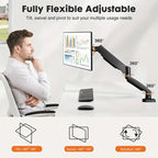 VGSOLID Single Gas Spring Monitor Arm, for 17–32″ Screens, VESA 75×75 / 100×100, Tilt ±45° & 360° Rotation – Black