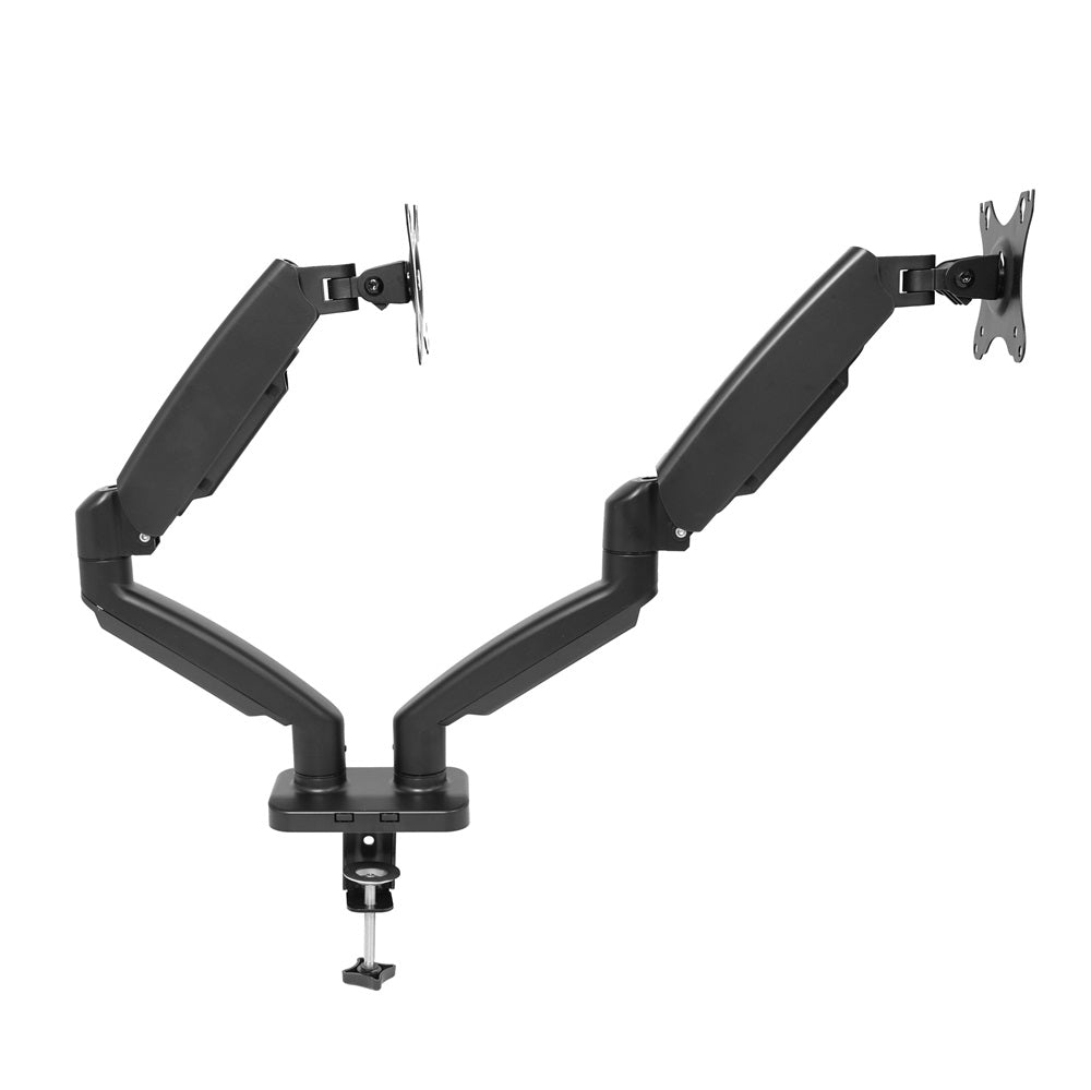 Dual gas-spring monitor arms for 17″–32″ (two monitors) | 2–9 kg/monitor, VESA 75×75, 100×100