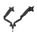 Dual gas-spring monitor arms for 17″–32″ (two monitors) | 2–9 kg/monitor, VESA 75×75, 100×100
