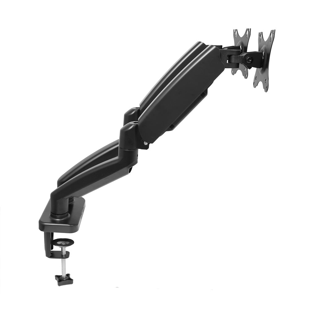 Dual gas-spring monitor arms for 17″–32″ (two monitors) | 2–9 kg/monitor, VESA 75×75, 100×100