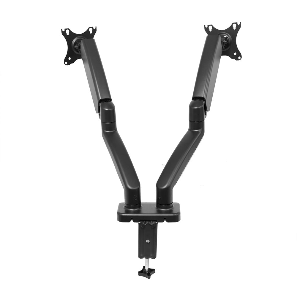 Dual gas-spring monitor arms for 17″–32″ (two monitors) | 2–9 kg/monitor, VESA 75×75, 100×100