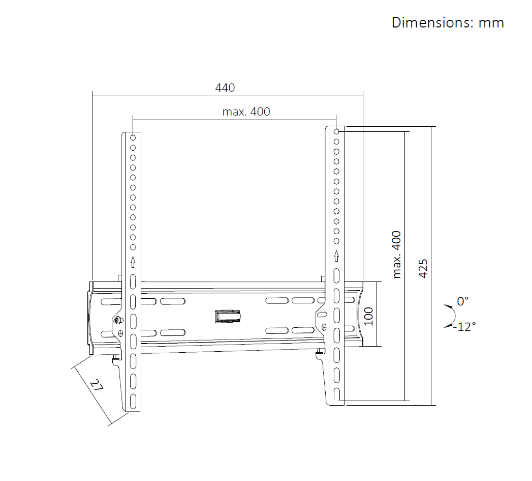 VGSOLID 44ST Max – Slim Tilt TV Wall Mount for 32″–70″ Screens