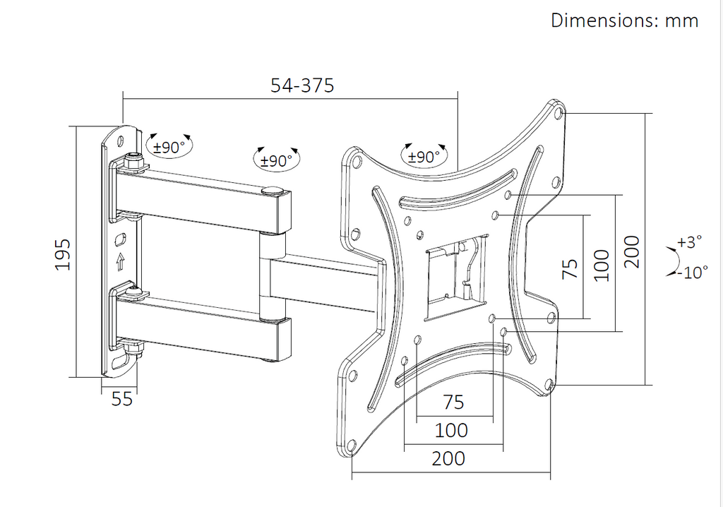 VGSOLID 223 – Long Arm Full Motion TV Wall Mount for 23″–43″ Screens