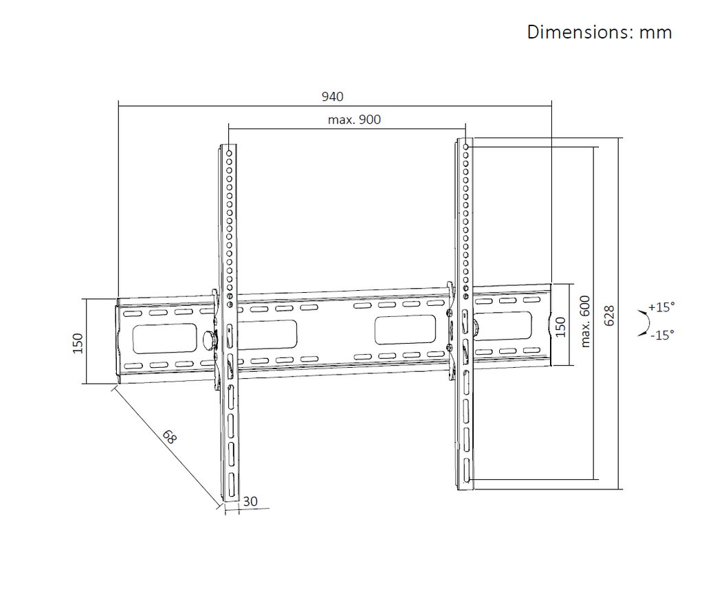 VGSOLID 69T XXL – Heavy Duty Tilt TV Wall Mount for 60″–105″ Screens