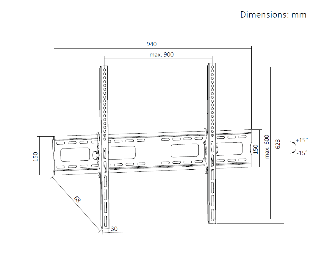 VGSOLID 69T XXL – Heavy Duty Tilt TV Wall Mount for 60″–105″ Screens